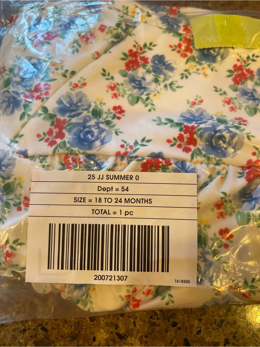 Janie and Jack Cream Floral 2 pieceRuffle Swim with Blue & Red Flowers